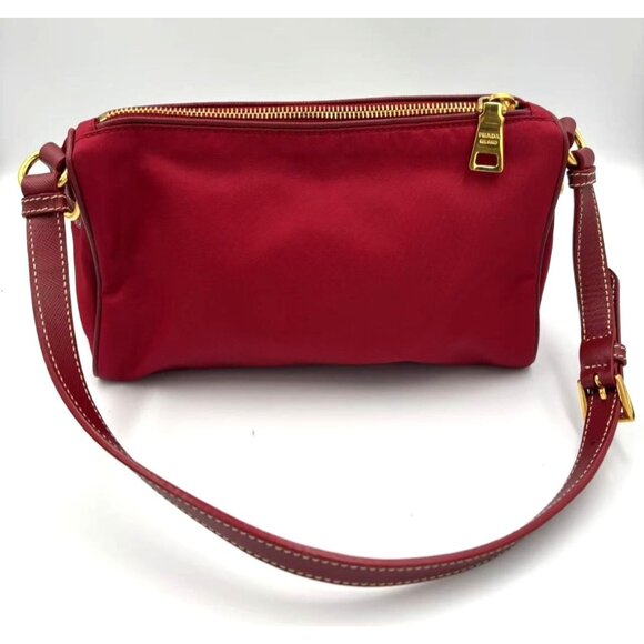Prada Tessuto Nylon Small Shoulder Bag Rosso Red - Picture 3 of 10